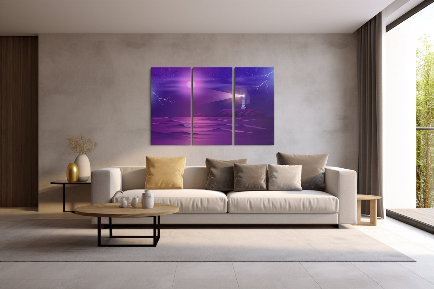 Tablou 3 Piese Purple Port