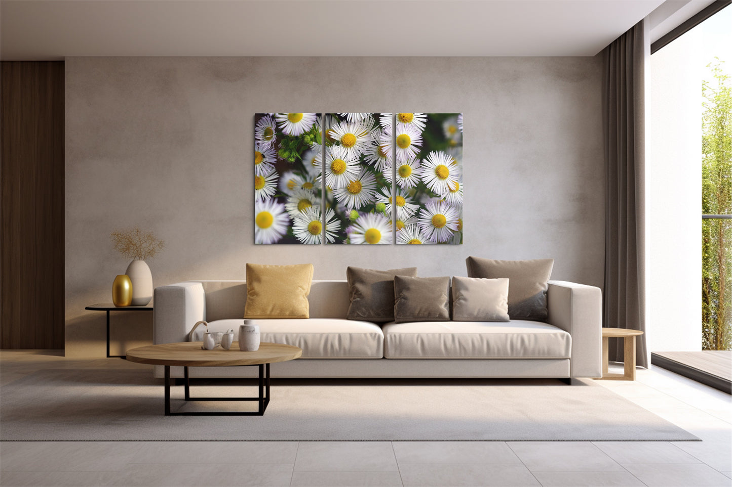 Tablou 3 Piese White Flower Wall