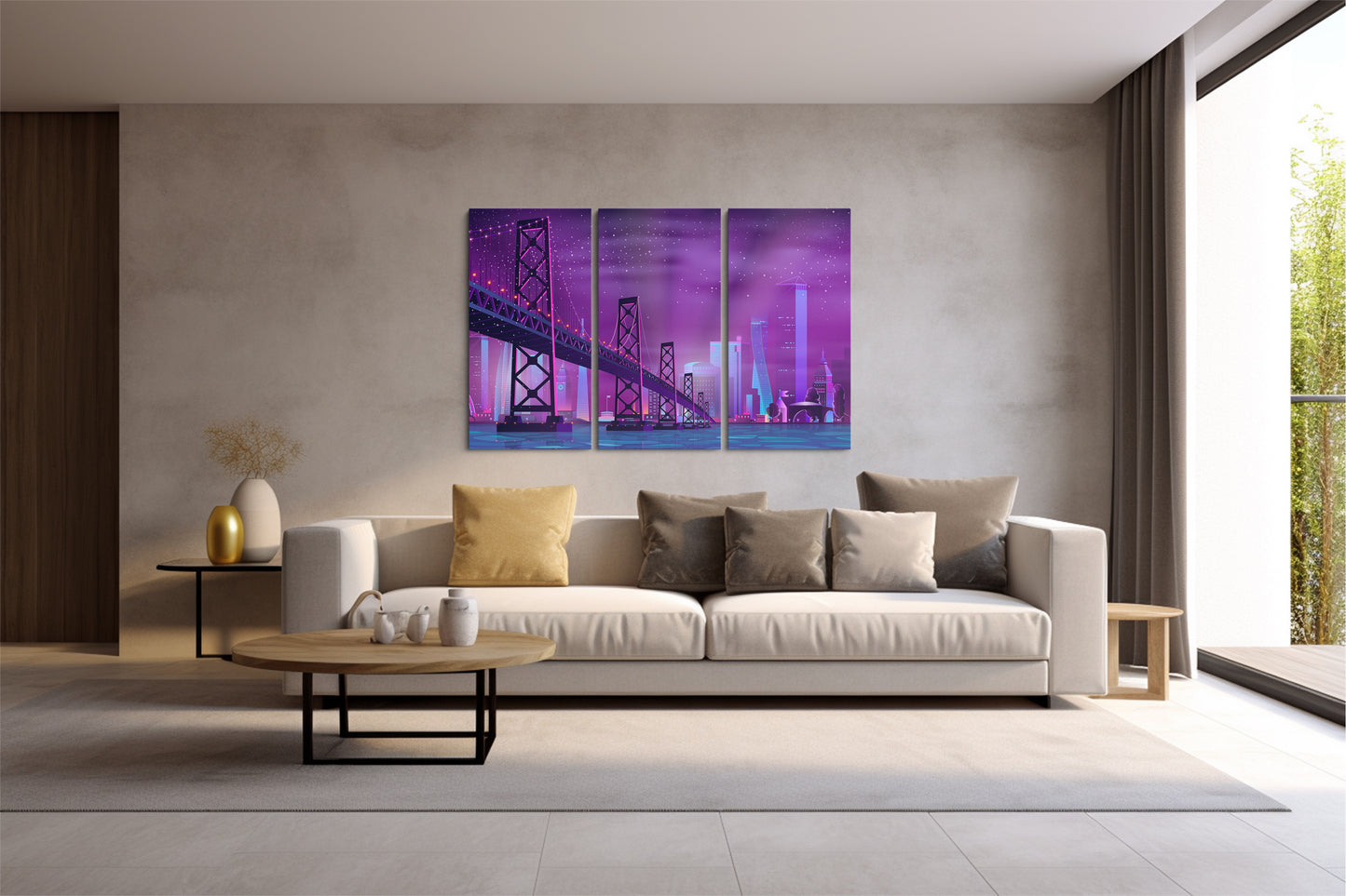 Tablou 3 Piese City Bridge