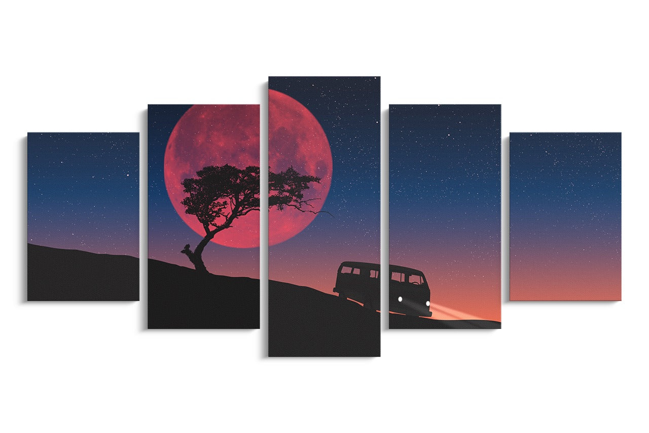 Tablou 5 Piese Hippie Van