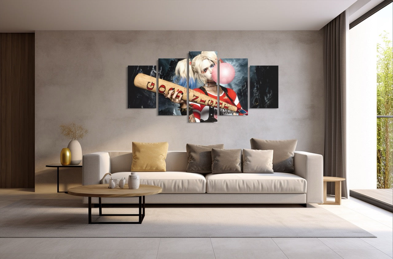 Tablou 5 Piese Harley Quinn