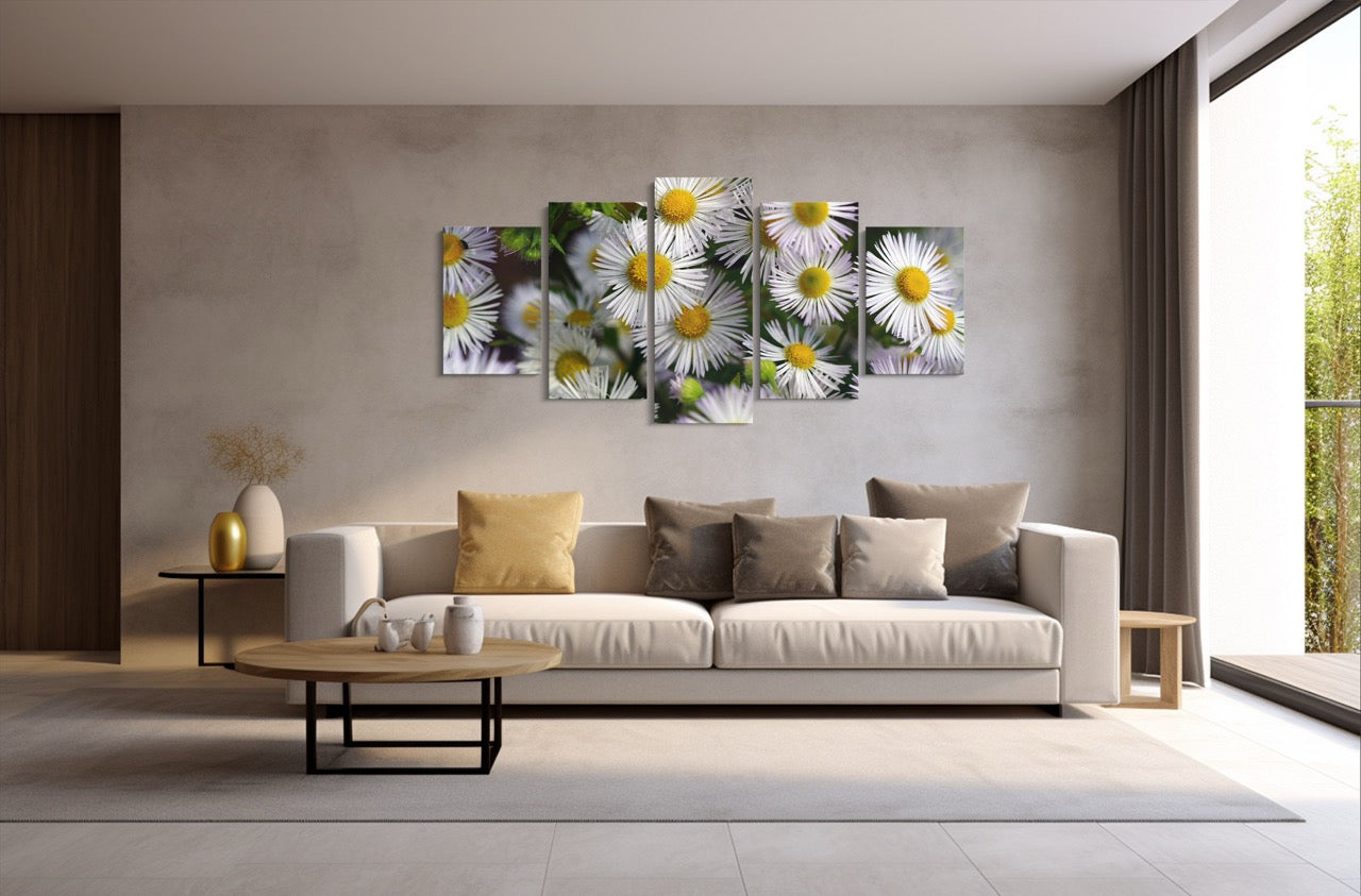 Tablou 5 Piese White Flower Wall
