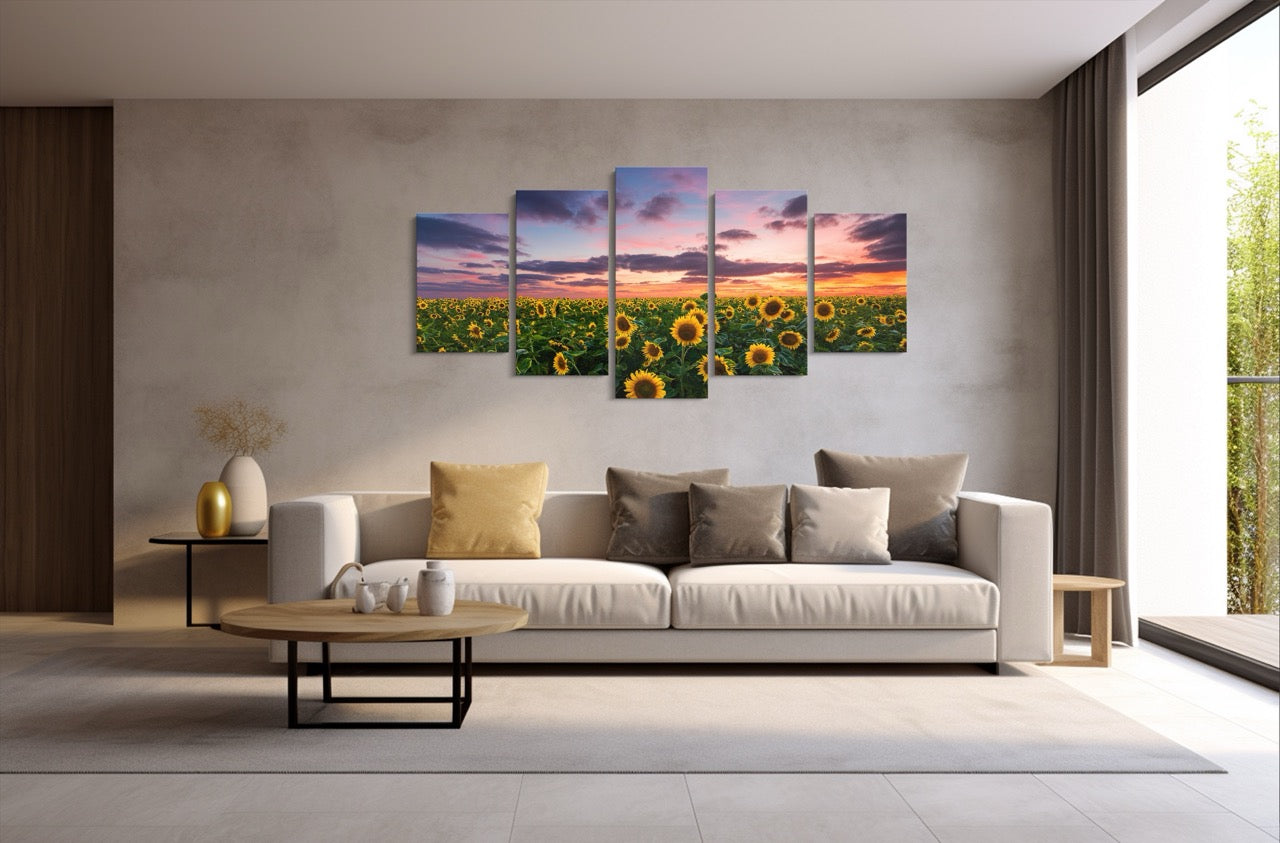 Tablou 5 Piese Sun Flower