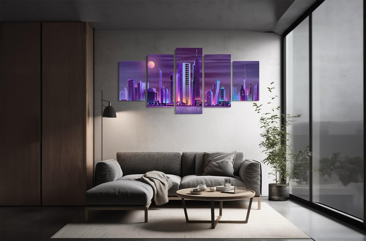 Tablou 5 Piese Digital City
