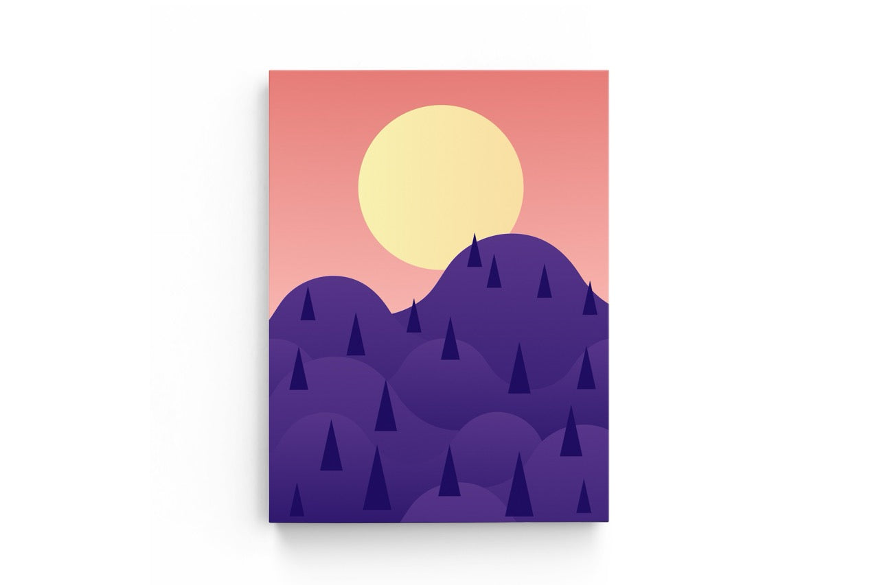 Tablou Canvas Dealuri Mov Împădurite