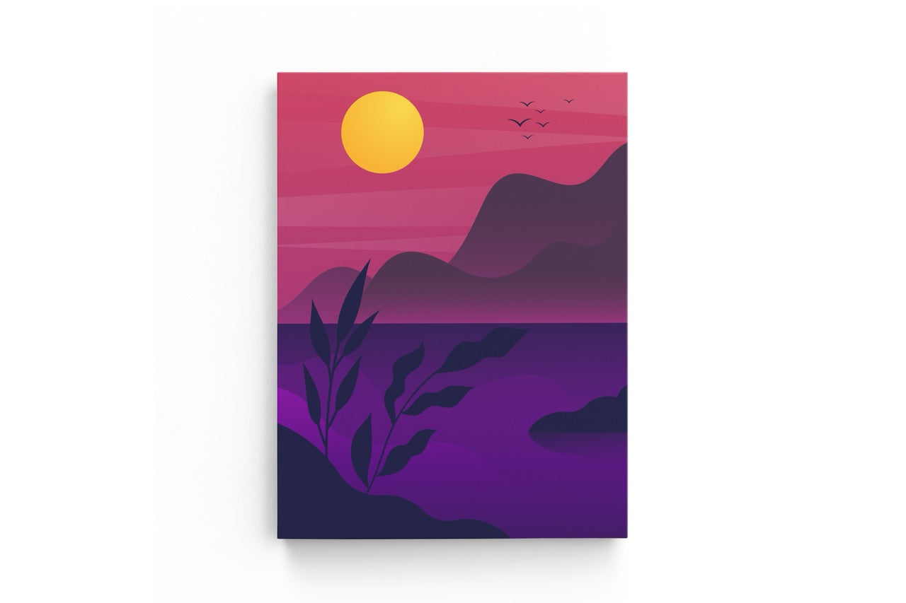 Tablou Canvas Lacul Și Muntele La Apus