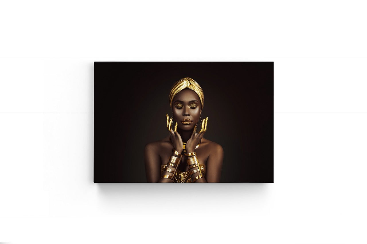 Tablou Canvas Femeie Africana Cu Accesorii Din Aur