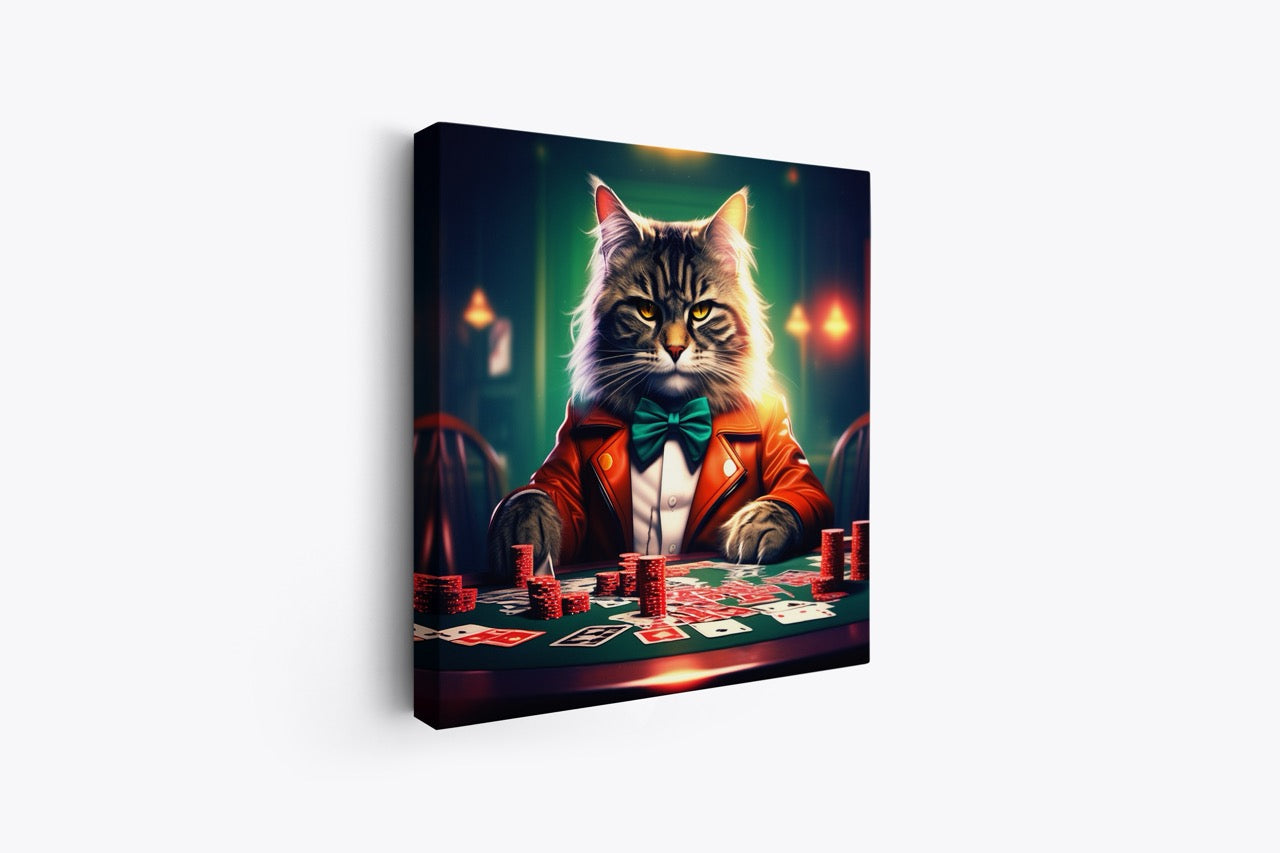Tablou Canvas Pisica La Poker