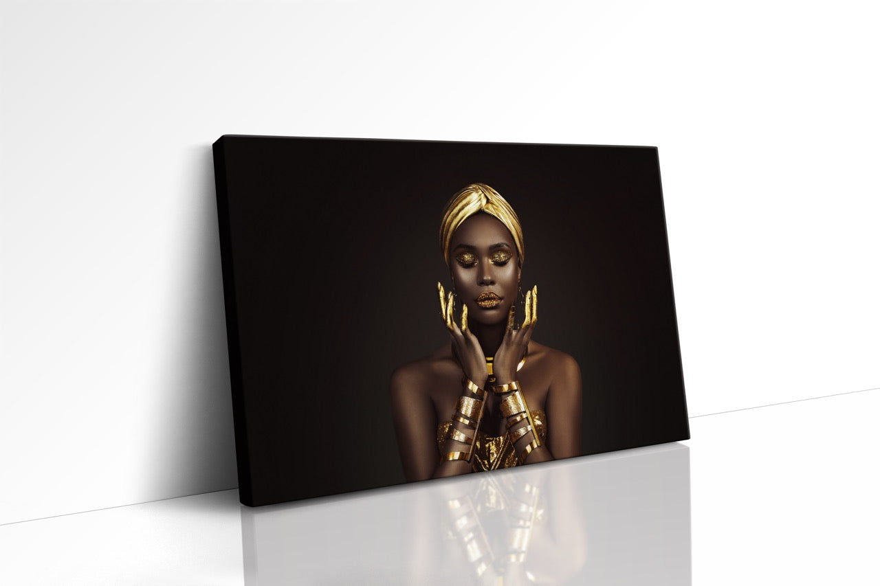 Tablou Canvas Femeie Africana Cu Accesorii Din Aur