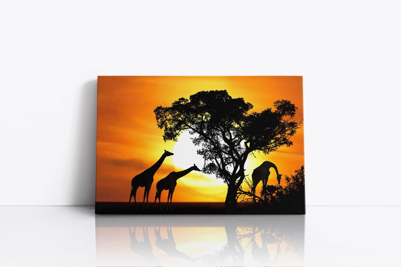 Tablou Canvas Girafe La Apus II