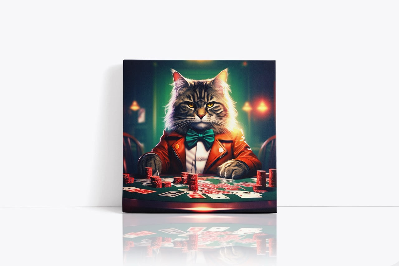 Tablou Canvas Pisica La Poker