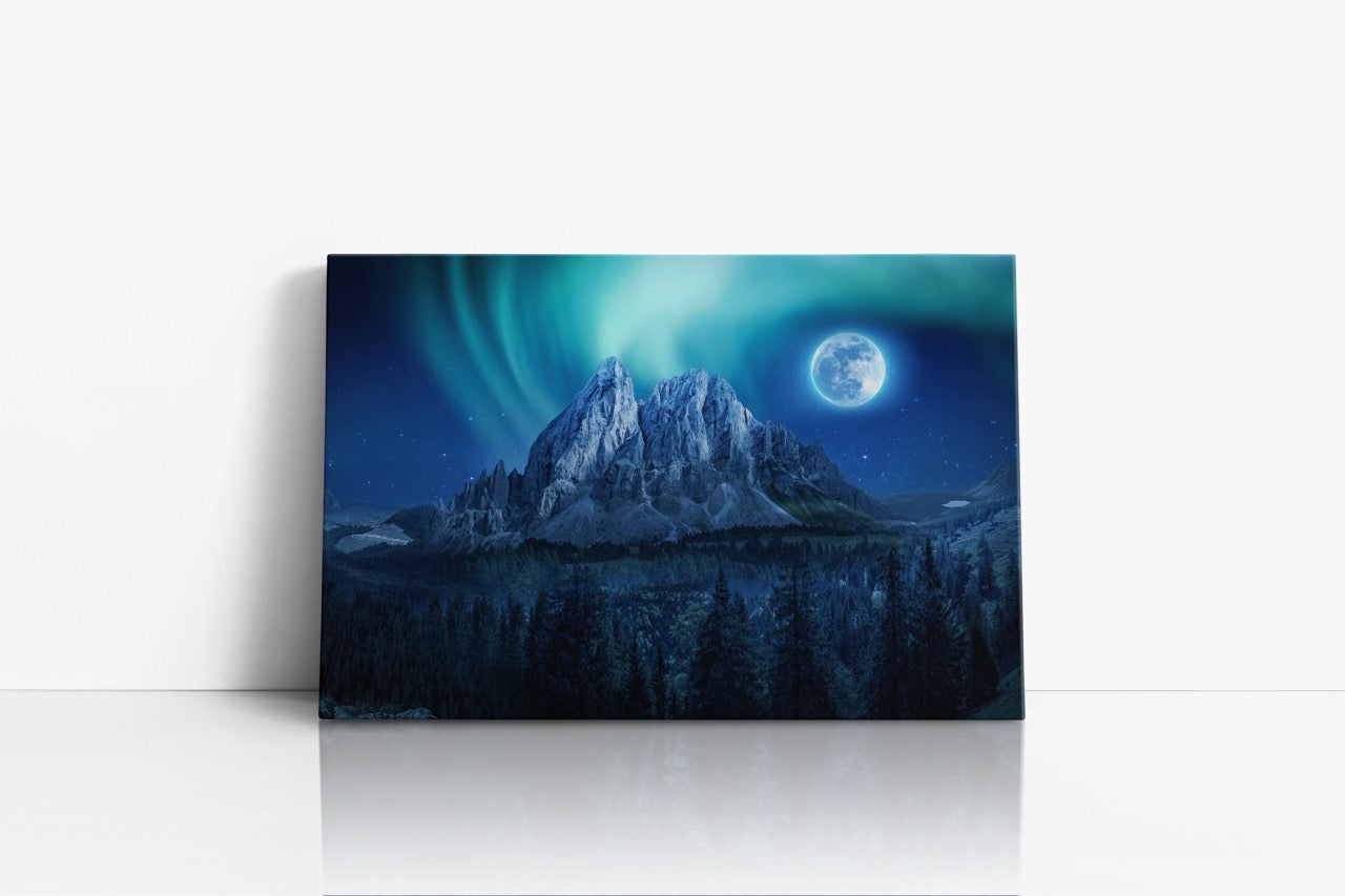 Tablou Canvas Luna Și Aurora Boreala