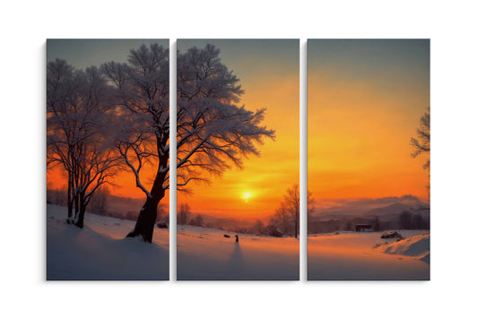 Tablou 3 Piese Orange Winter