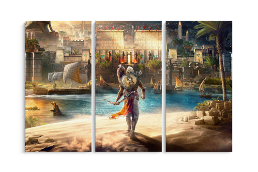 Tablou 3 Piese Assasin Creed Origins Gold