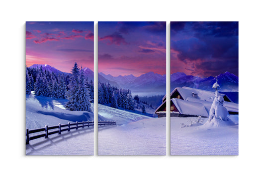 Tablou 3 Piese Purple Sky