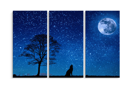 Tablou 3 Piese Moon Wolf