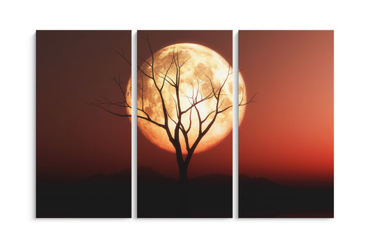 Tablou 3 Piese Red Moon