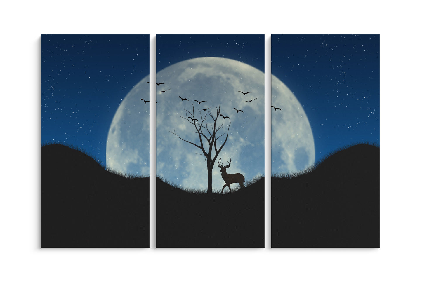 Tablou 3 Piese Deer Under The Moon