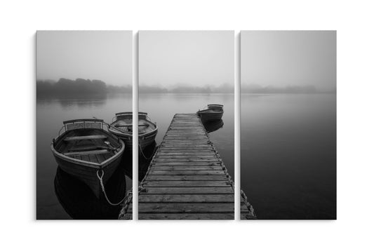 Tablou 3 Piese Black & White Boat
