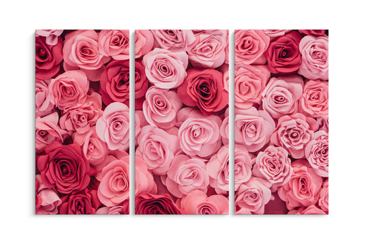 Tablou 3 Piese Pink Flower Wall