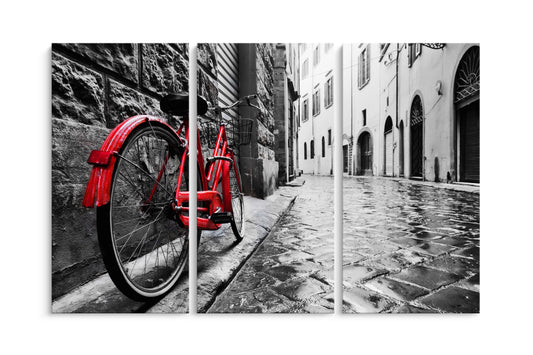 Tablou 3 Piese Bicicleta Roșie In Praga