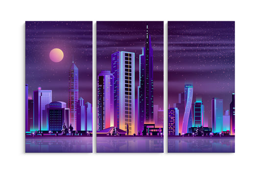 Tablou 3 Piese Digital City