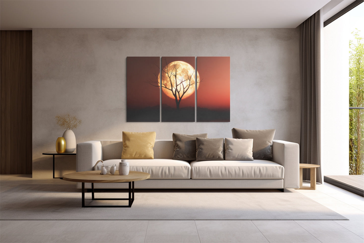 Tablou 3 Piese Red Moon