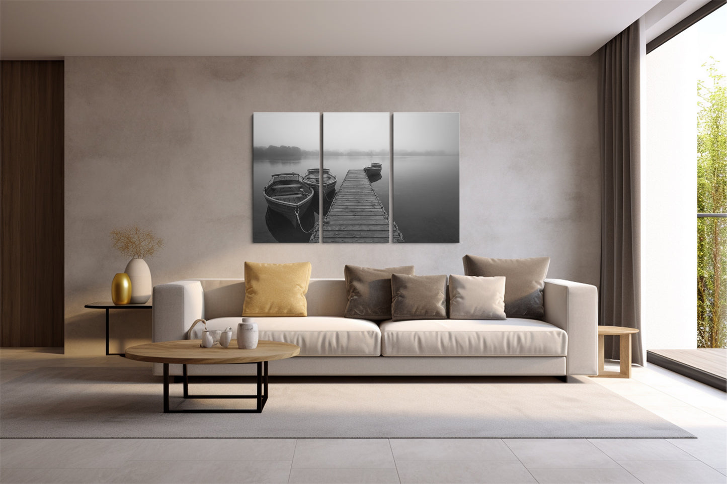 Tablou 3 Piese Black & White Boat