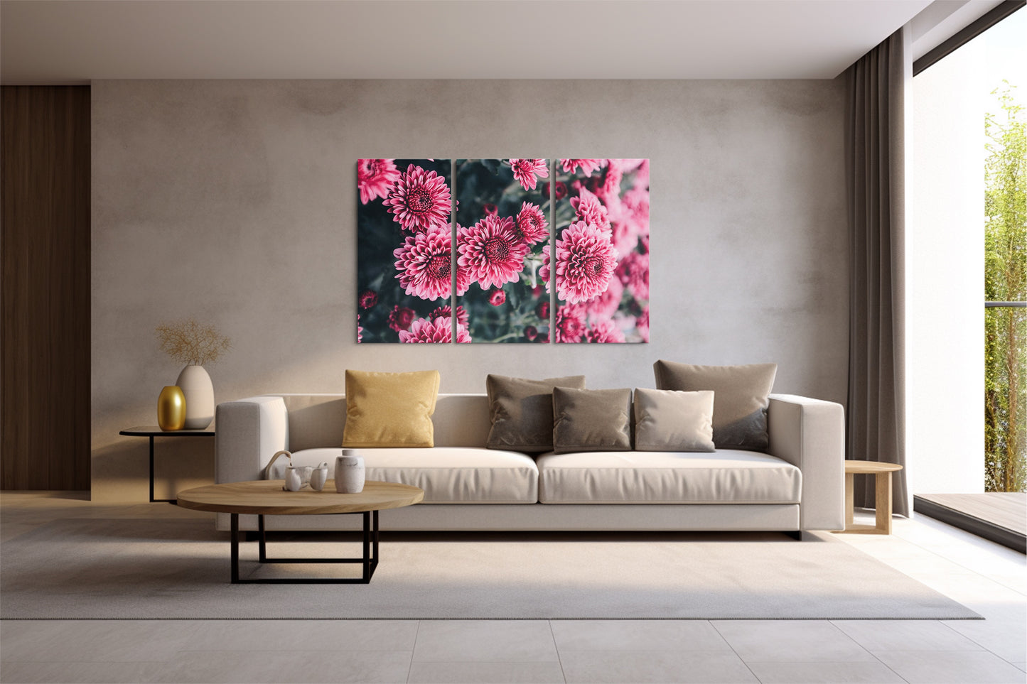 Tablou 3 Piese Pink Flower