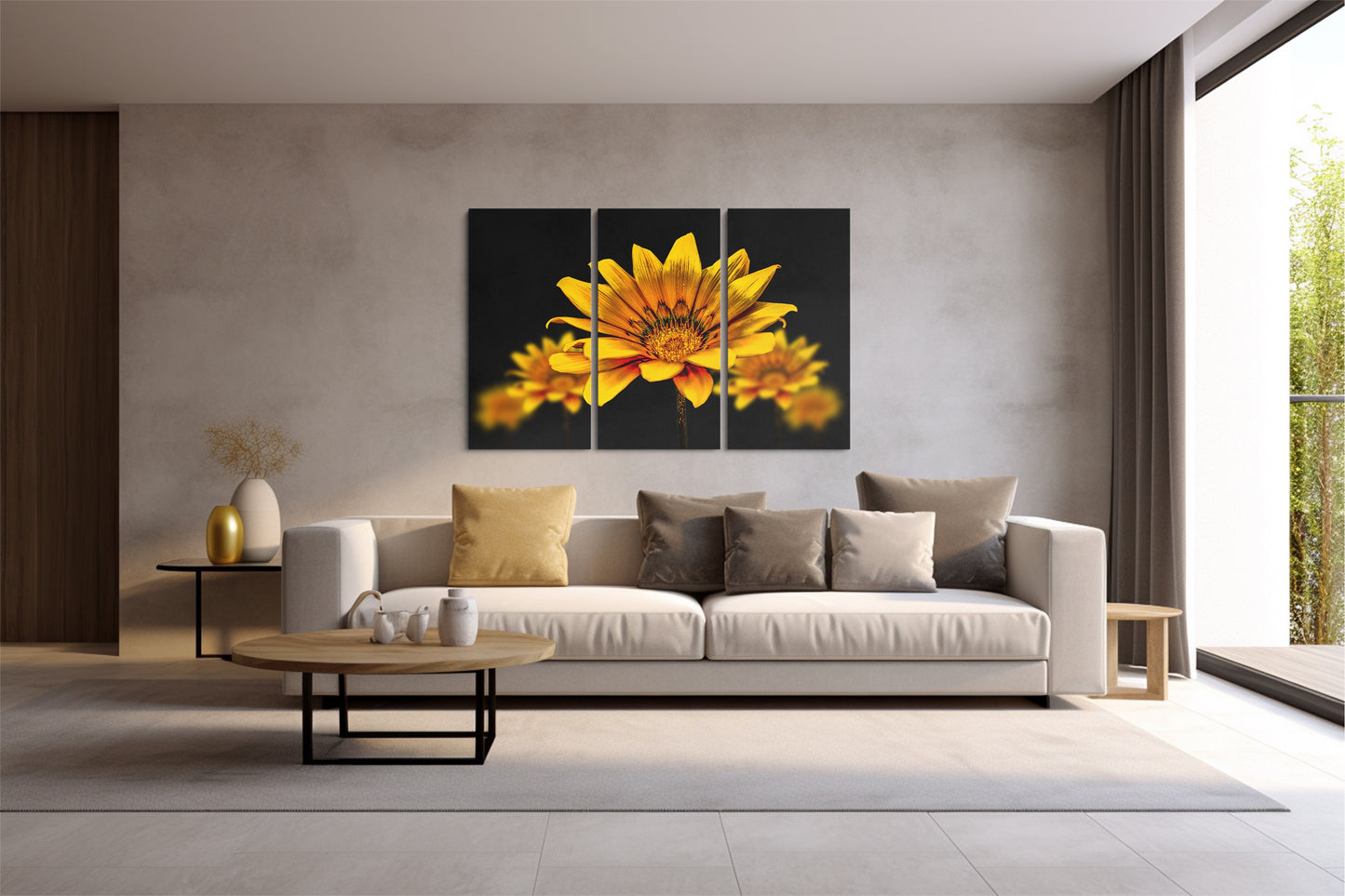 Tablou 3 Piese Yellow Flower