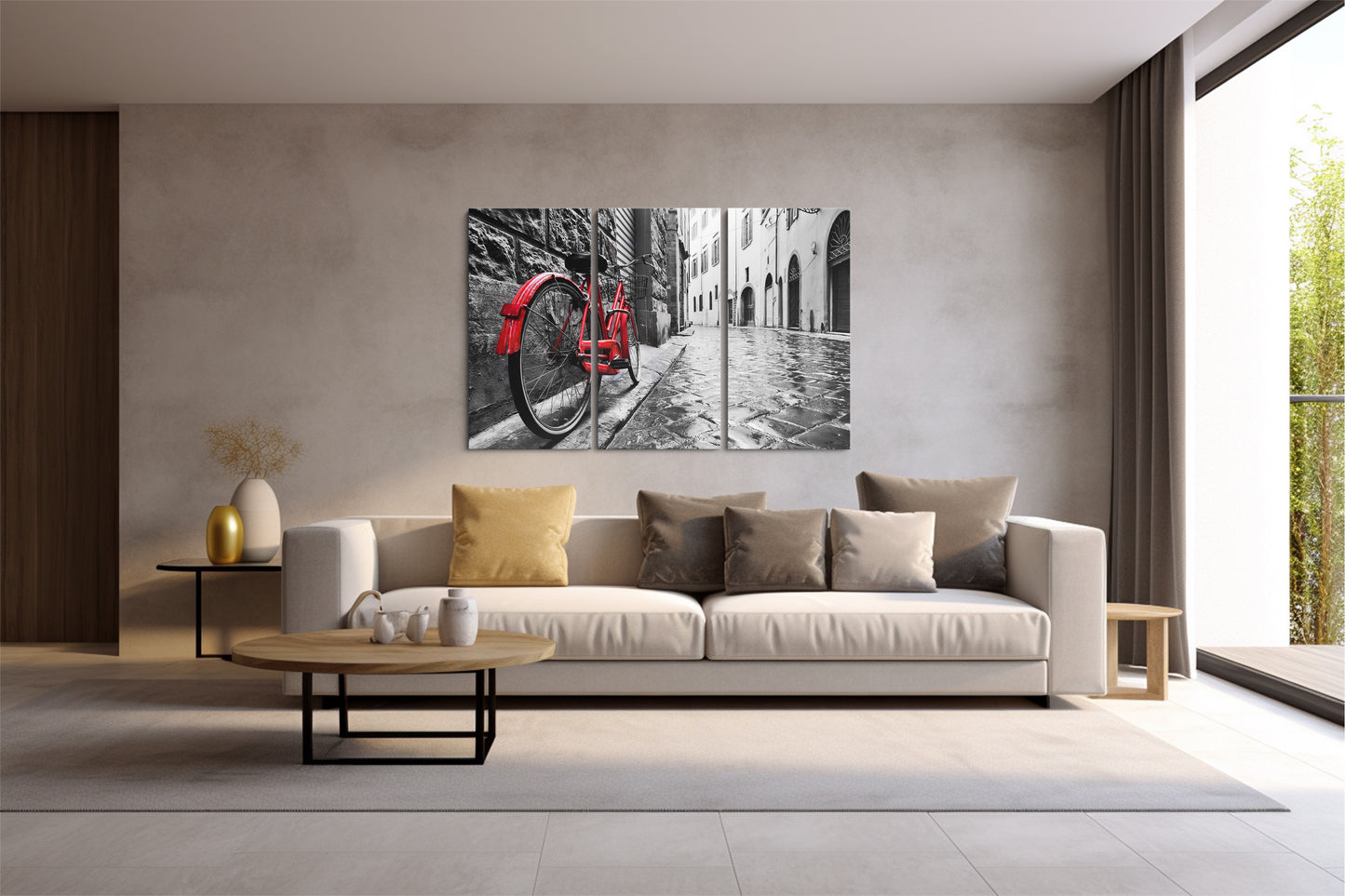 Tablou 3 Piese Bicicleta Roșie In Praga
