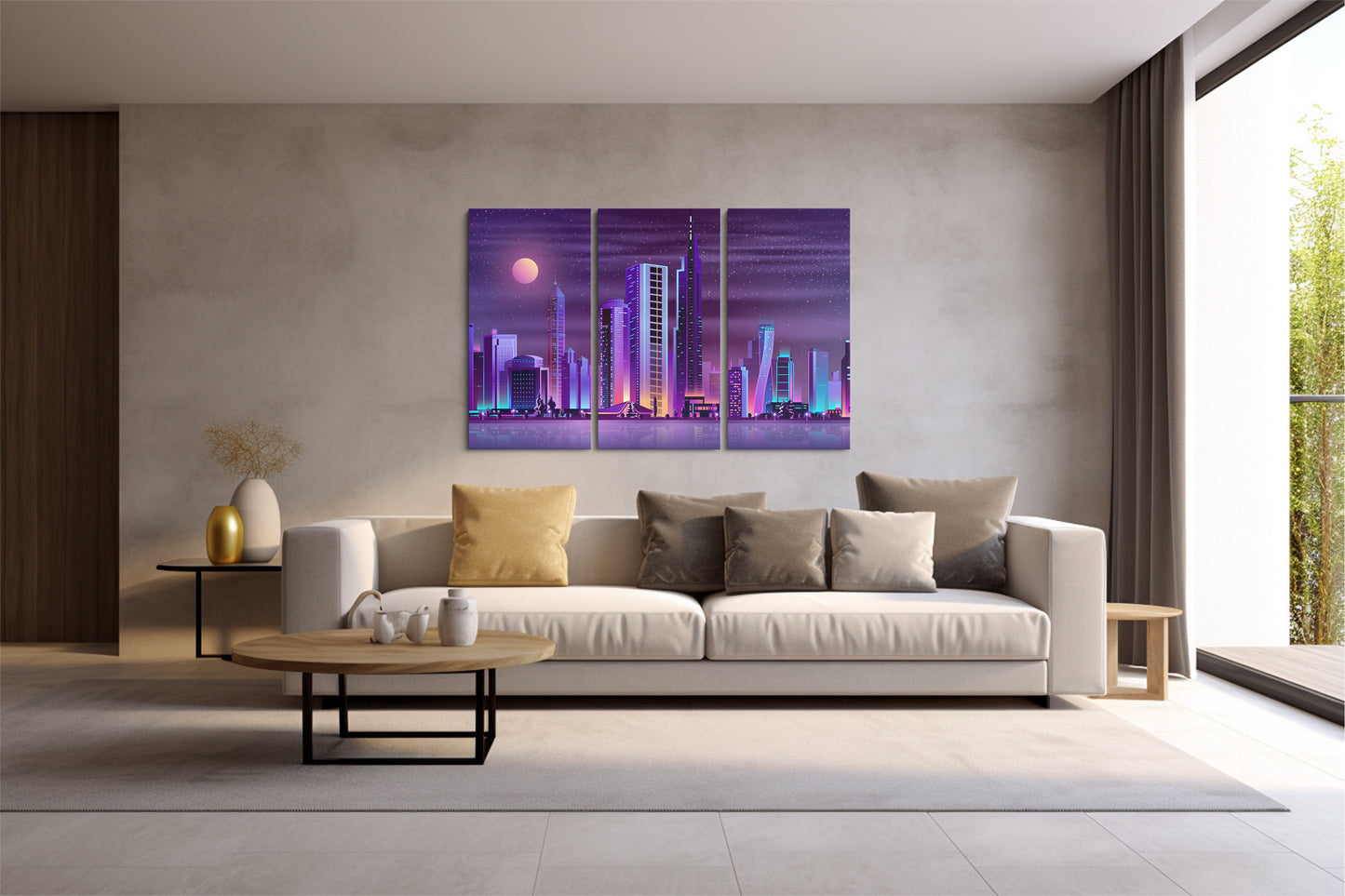 Tablou 3 Piese Digital City