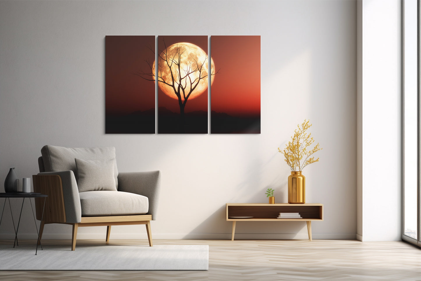 Tablou 3 Piese Red Moon