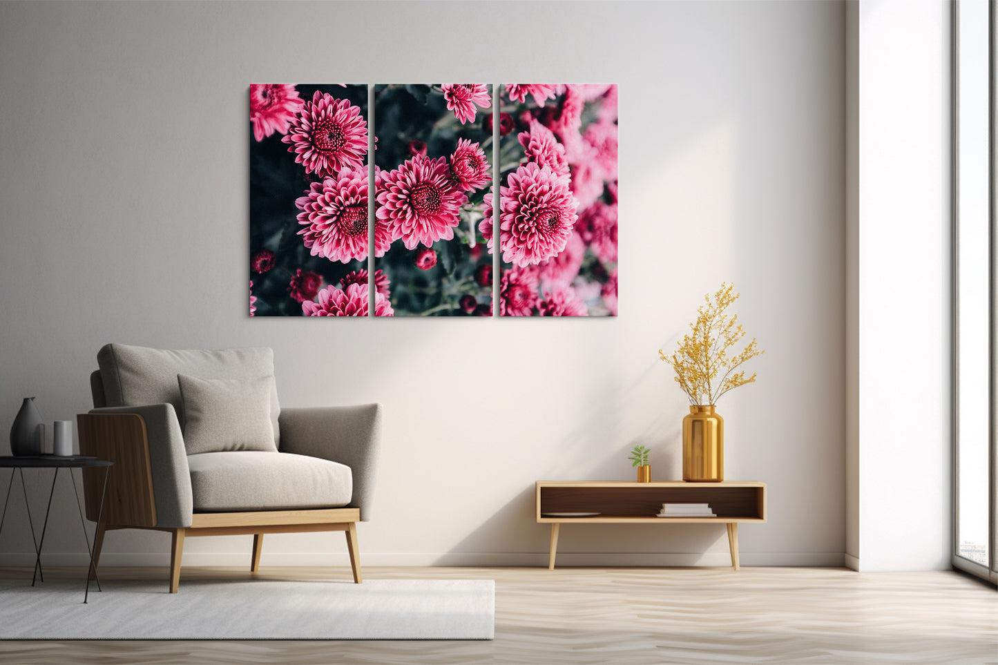 Tablou 3 Piese Pink Flower