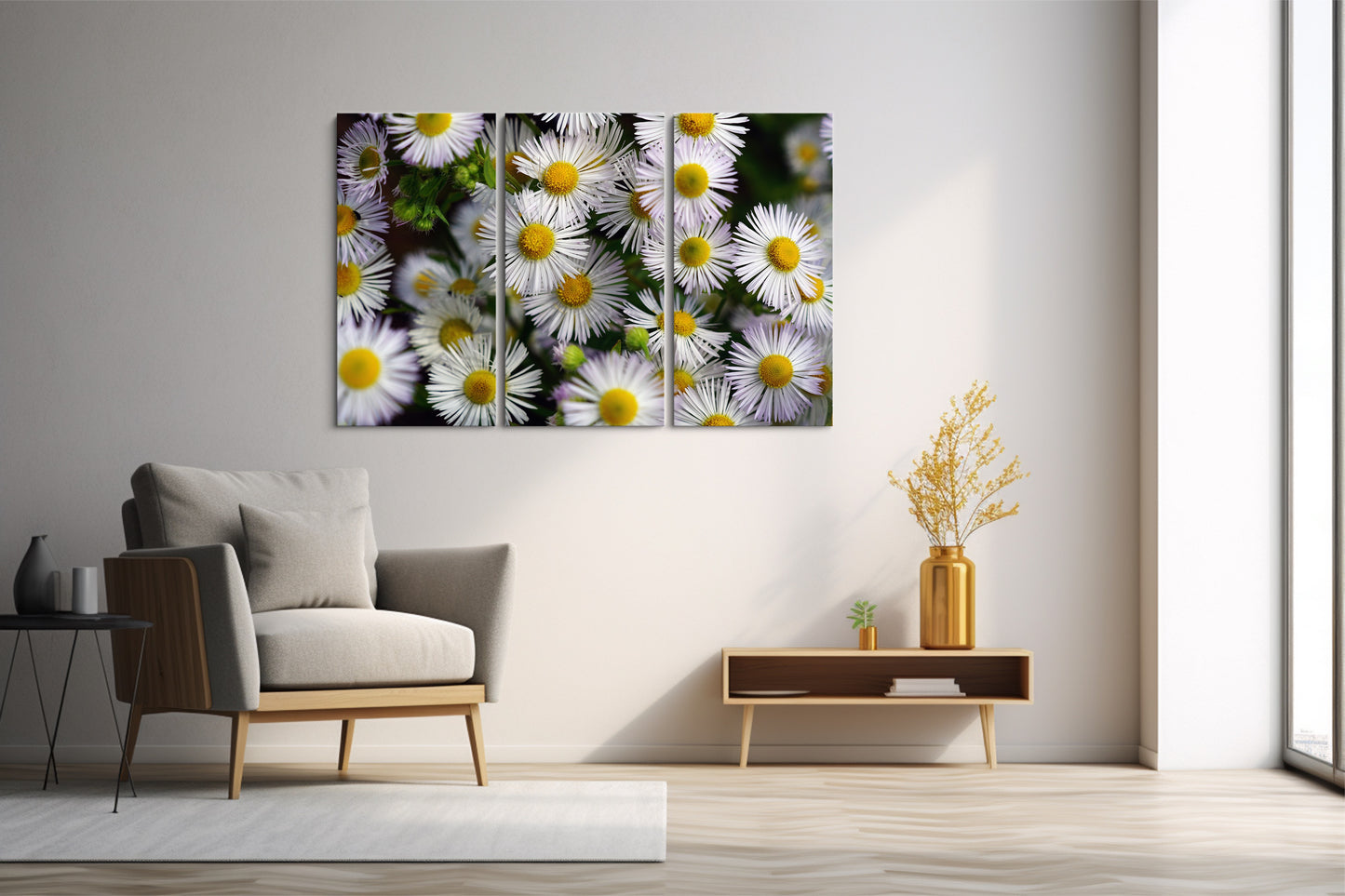 Tablou 3 Piese White Flower Wall