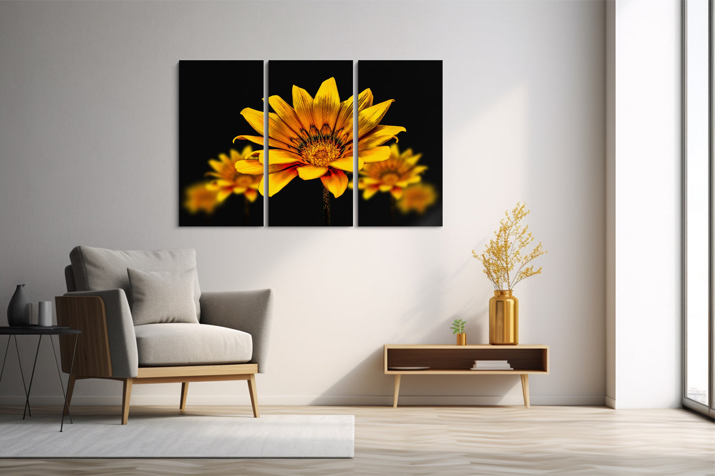 Tablou 3 Piese Yellow Flower