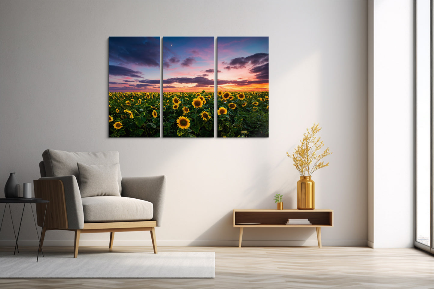 Tablou 3 Piese Sun Flower