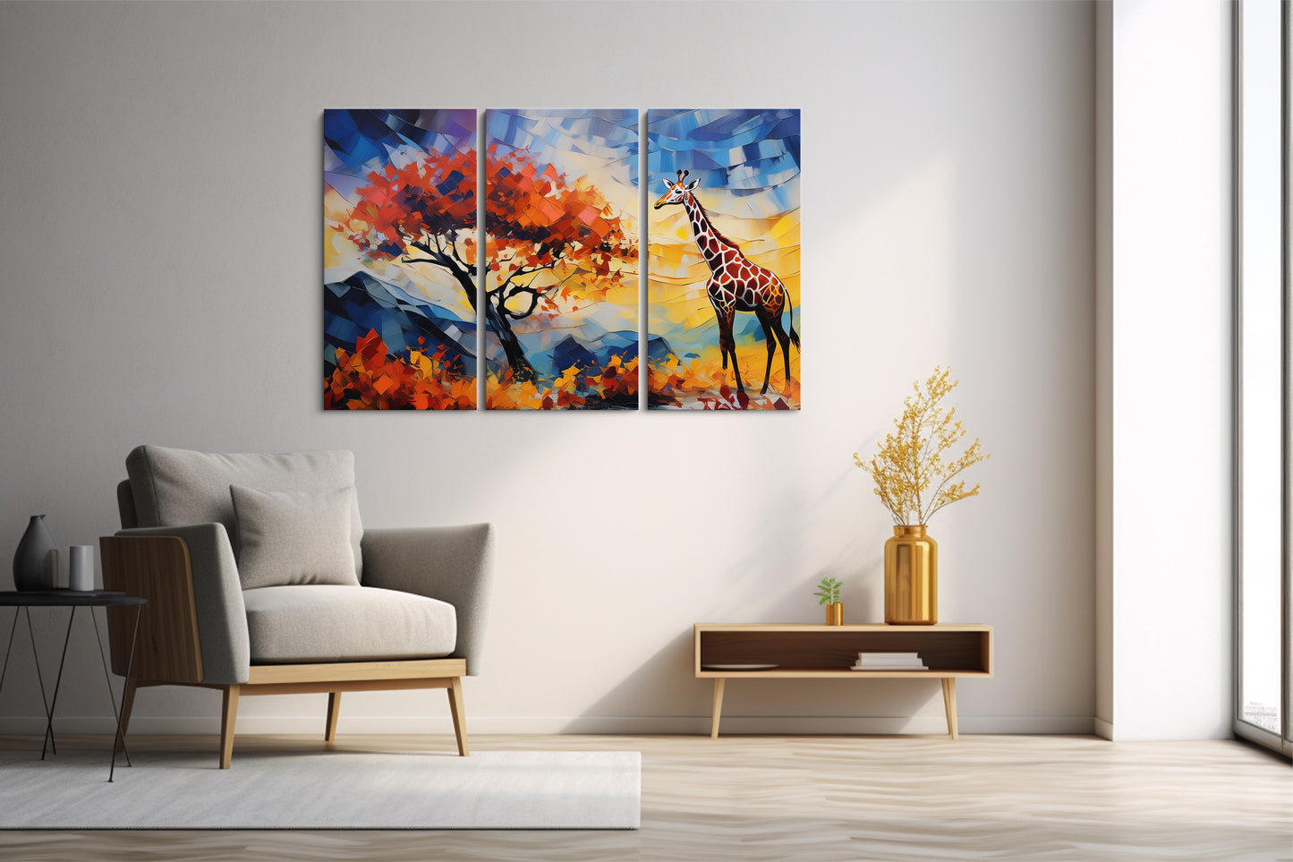 Tablou 3 Piese Girafa Pictata
