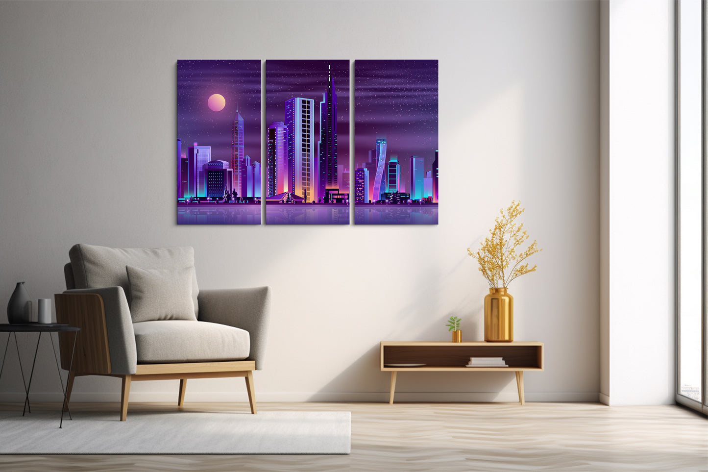 Tablou 3 Piese Digital City