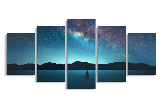 Tablou 5 Piese Boat Under Stars