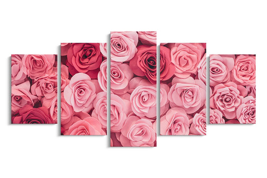 Tablou 5 Piese Pink Flower Wall