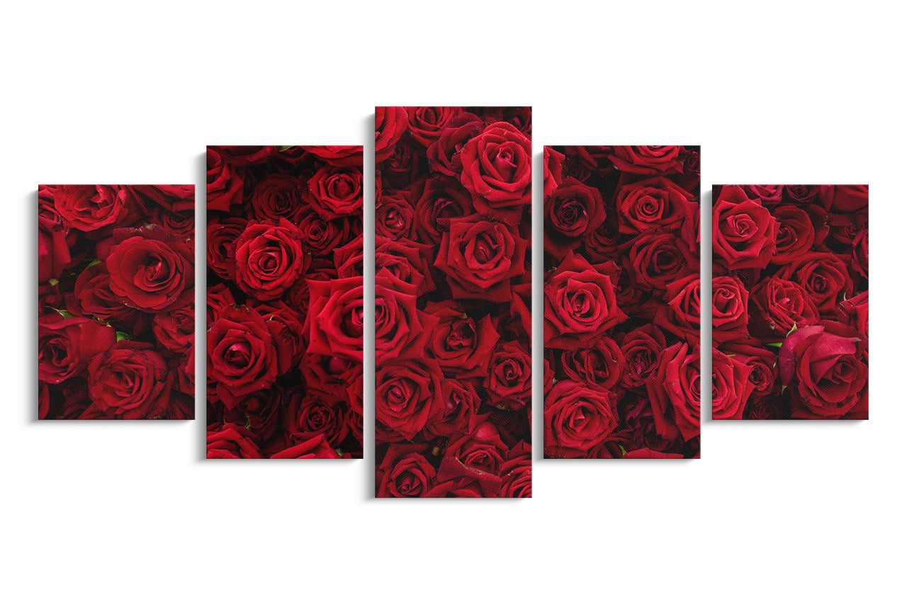 Tablou 5 Piese Red Flower Wall