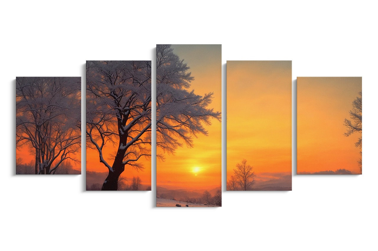 Tablou 5 Piese Orange Winter