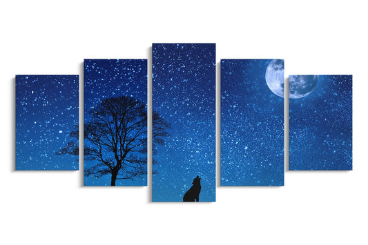 Tablou 5 Piese Moon Wolf