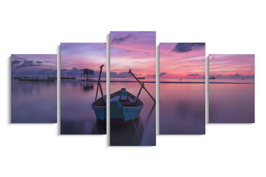 Tablou 5 Piese Sunrise Boat