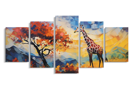 Tablou 5 Piese Girafa Pictata