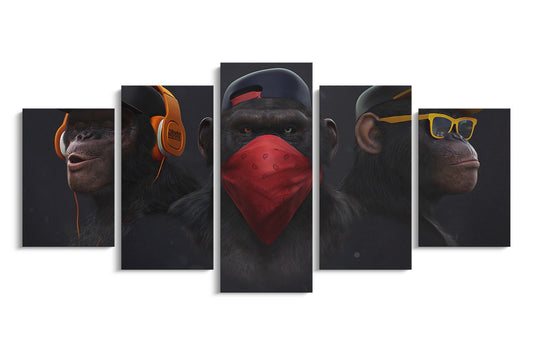Tablou 5 Piese Monkeys