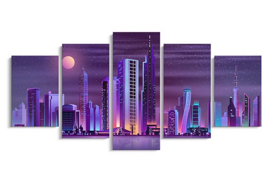 Tablou 5 Piese Digital City