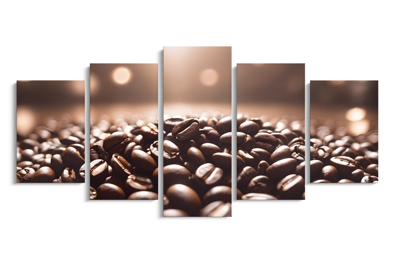 Tablou 5 Piese Boabe De Cafea