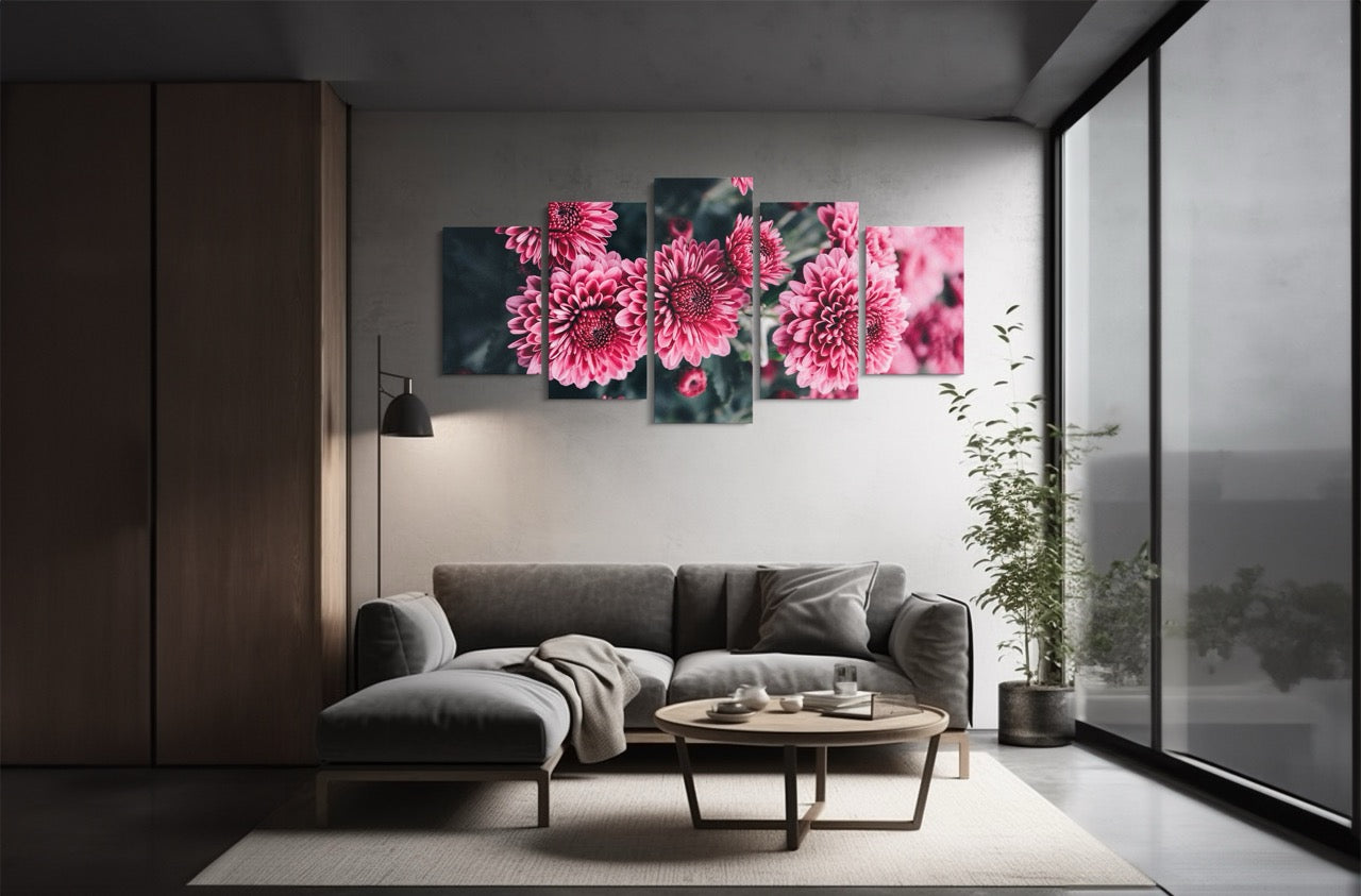Tablou 5 Piese Pink Flower